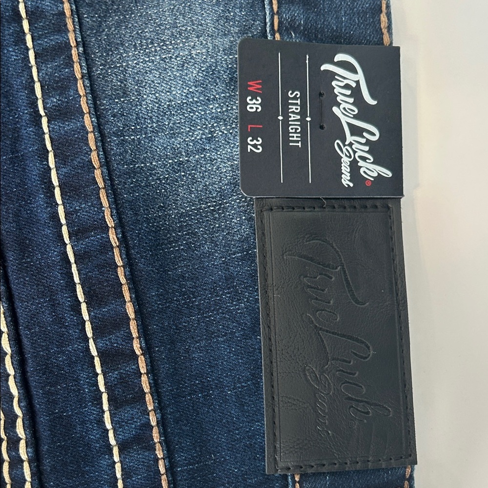 True Luck Men's Indigo Straight Jeans - Picture 2 of 7